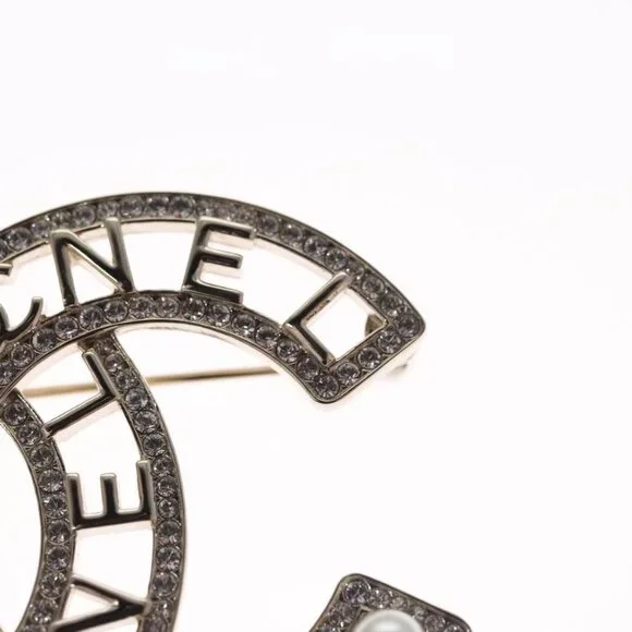 CHANEL COCO Mark Brooch Metal Silver CC Auth bs23017 - Picture 5 of 15